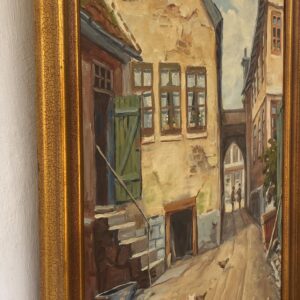 Danish Impressionist Oil Painting : Vintage Small Town Scene, Framed Original Fine Art - Image 3