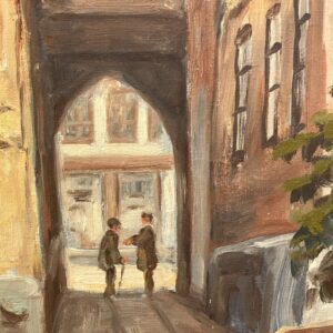 Danish Impressionist Oil Painting : Vintage Small Town Scene, Framed Original Fine Art - Image 5