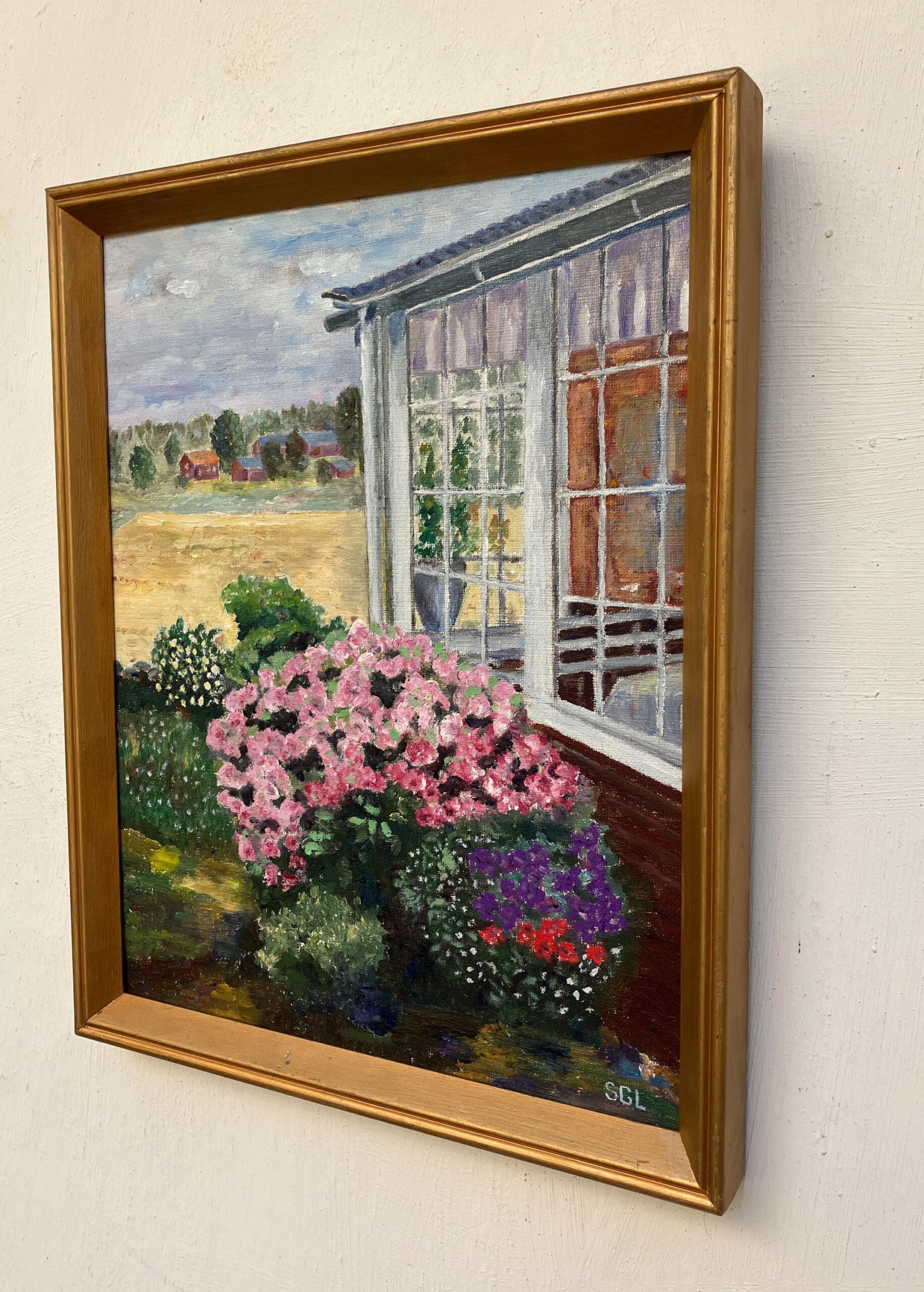 Scandinavian Impressionist Oil Painting – Blooming Garden View, Swedish Fine Art, Framed Landscape, original artwork - Image 4