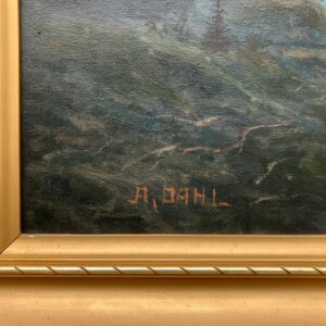 Large Vintage Swedish Landscape Oil Painting: Nordic Waterfall, Golden Frame - Image 7