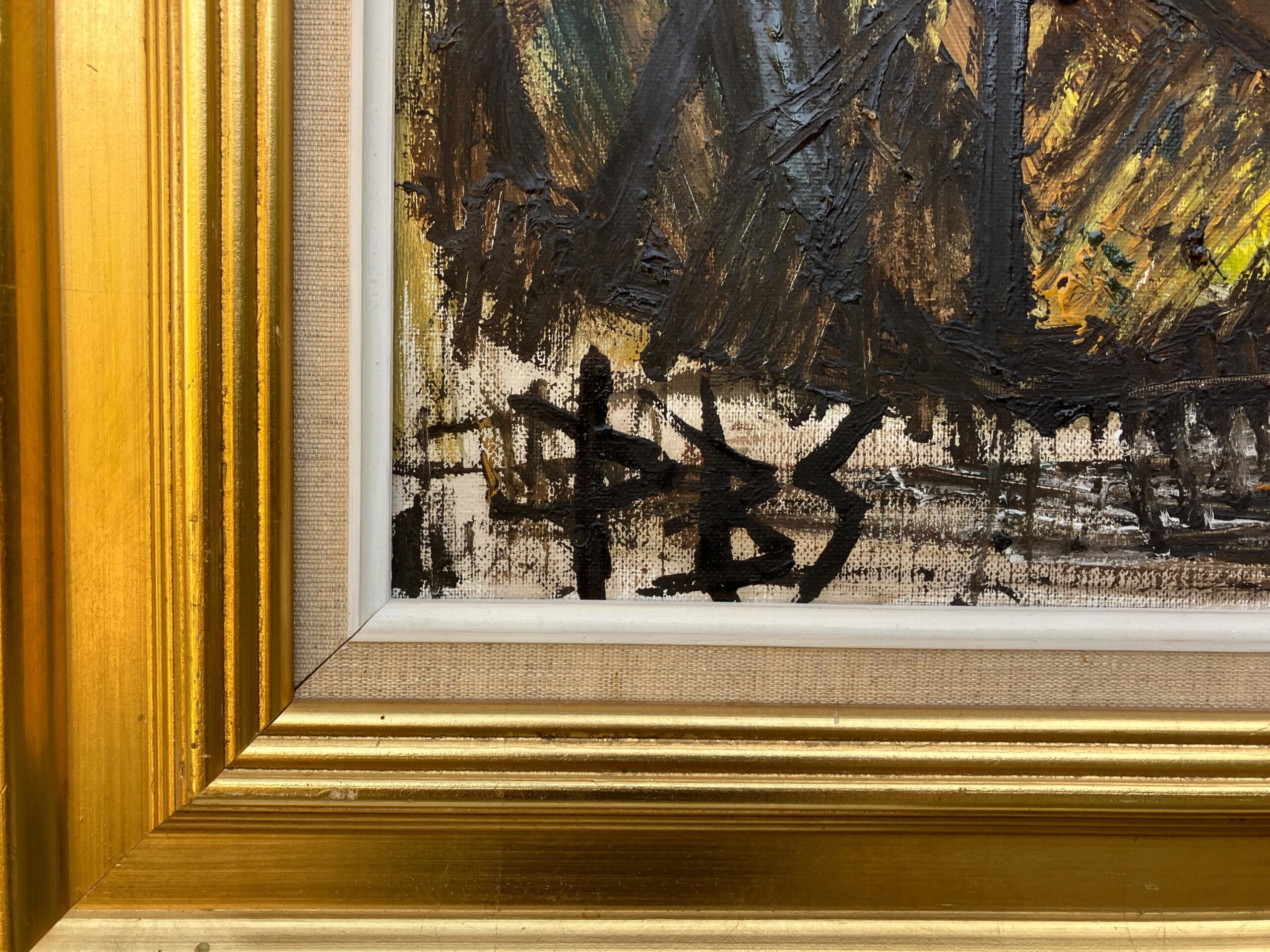 Large Danish Coastal Village Painting: 1970s Naïve Expressionist Art, Framed Original Artwork - Image 8