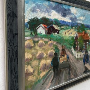 Vintage Expressionist Oil Painting, Rural Cart Scene, Swedish Fine Art, Framed Original Artwork - Image 4