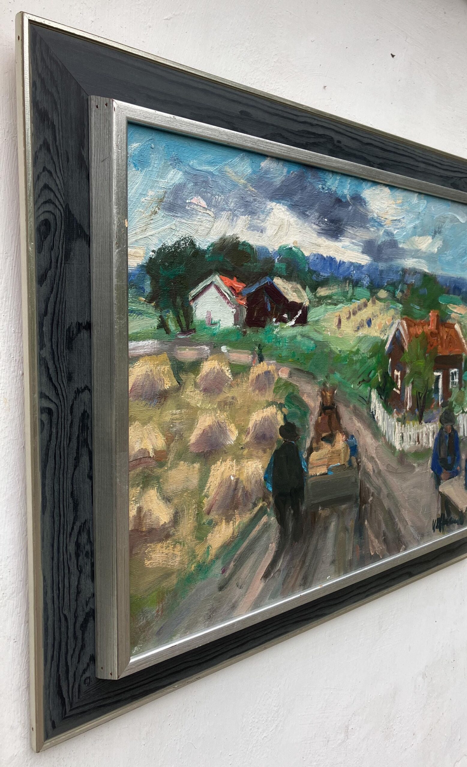 Vintage Expressionist Oil Painting, Rural Cart Scene, Swedish Fine Art, Framed Original Artwork - Image 4