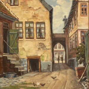 Danish Impressionist Oil Painting : Vintage Small Town Scene, Framed Original Fine Art - Image 8