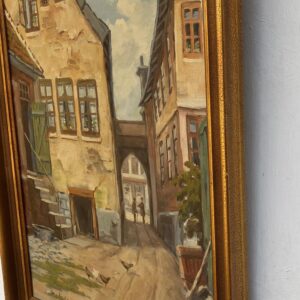 Danish Impressionist Oil Painting : Vintage Small Town Scene, Framed Original Fine Art - Image 4