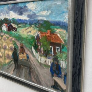 Vintage Expressionist Oil Painting, Rural Cart Scene, Swedish Fine Art, Framed Original Artwork - Image 5