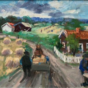 Vintage Expressionist Oil Painting, Rural Cart Scene, Swedish Fine Art, Framed Original Artwork - Image 3