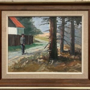 Vintage Impressionist Oil Painting – Danish Countryside Scene with walking figure, Framed Original Fine Art - Image 9
