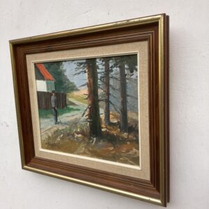 Vintage Impressionist Oil Painting – Danish Countryside Scene with walking figure, Framed Original Fine Art - Image 5