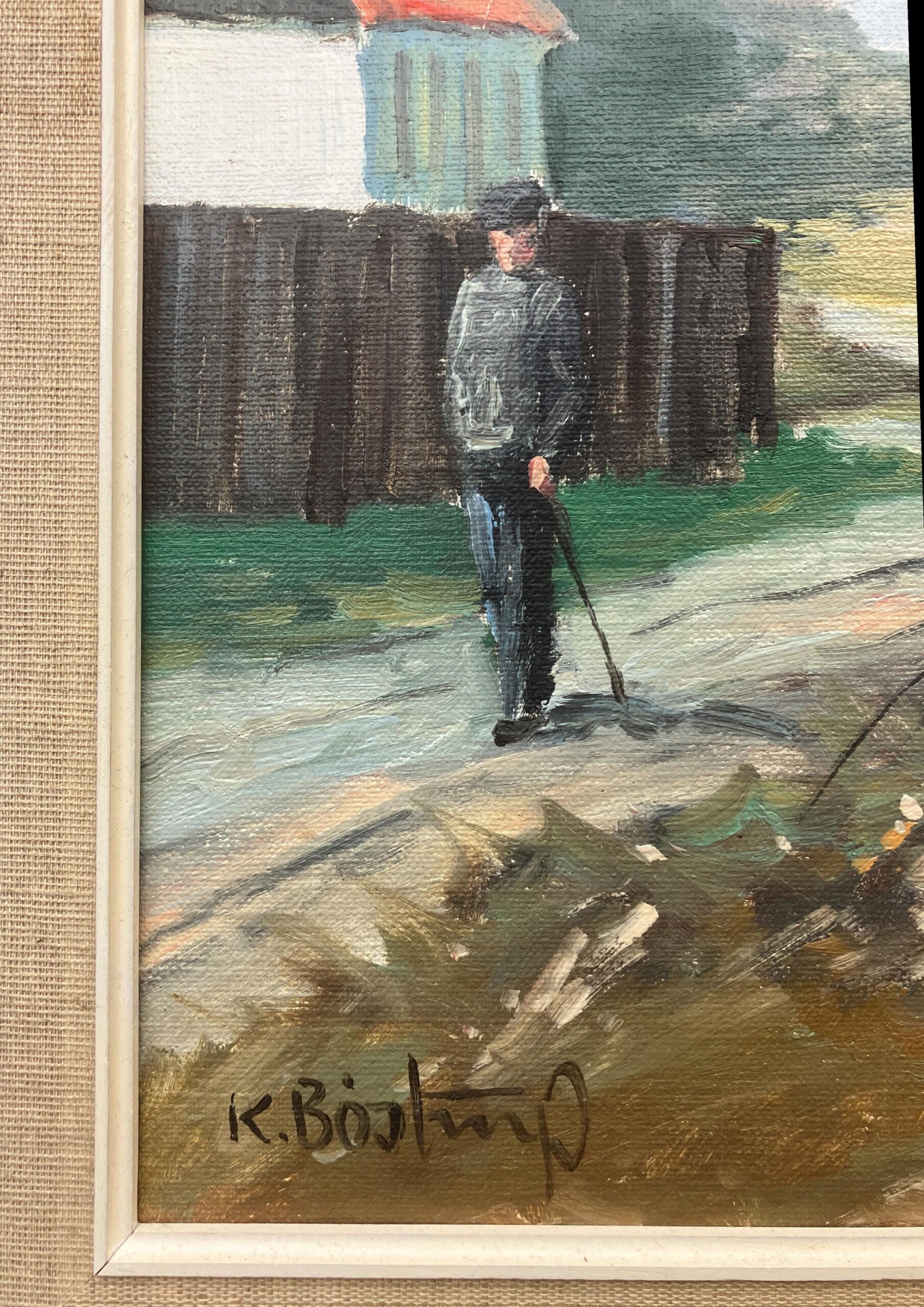 Vintage Impressionist Oil Painting – Danish Countryside Scene with walking figure, Framed Original Fine Art - Image 7