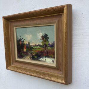 Small Vintage Impressionist Oil Painting: Swedish Landscape with Cottage, Framed Fine Art - Image 3