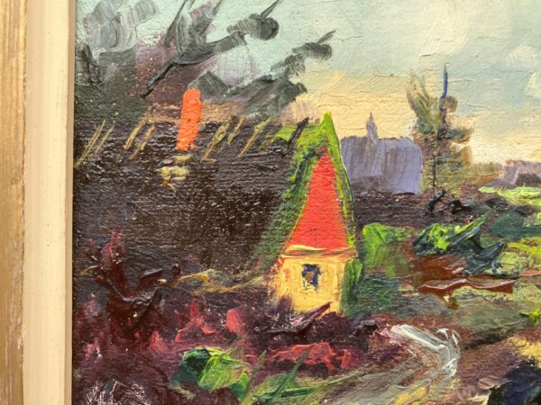 Small Vintage Impressionist Oil Painting: Swedish Landscape with Cottage, Framed Fine Art
