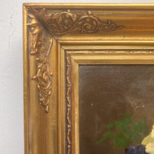 Vintage Danish Floral Oil Painting, Basket of Flowers, 1920s Still Life - Image 8