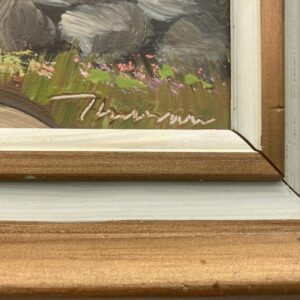 Vintage Folk Art Oil Painting, Swedish Windmill by Sea, 1970s Framed Art - Image 4