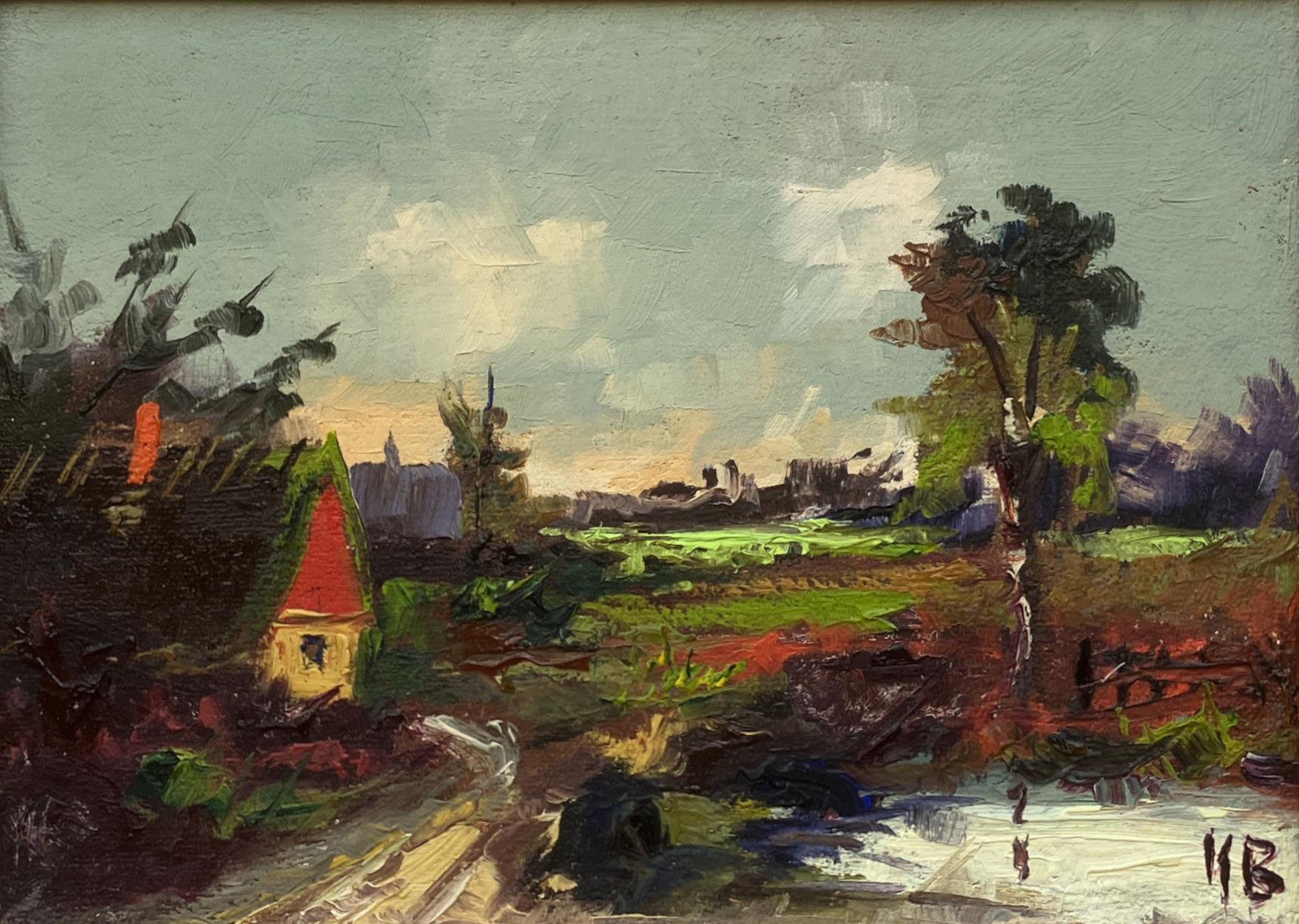 Small Vintage Impressionist Oil Painting: Swedish Landscape with Cottage, Framed Fine Art - Image 5