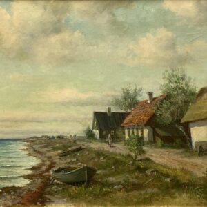 Vintage Swedish Oil Painting – Scandinavian Coastline, Framed Impressionist Art - Image 2