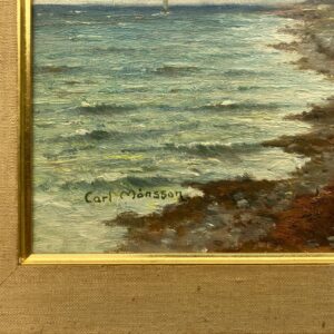Vintage Swedish Oil Painting – Scandinavian Coastline, Framed Impressionist Art - Image 5