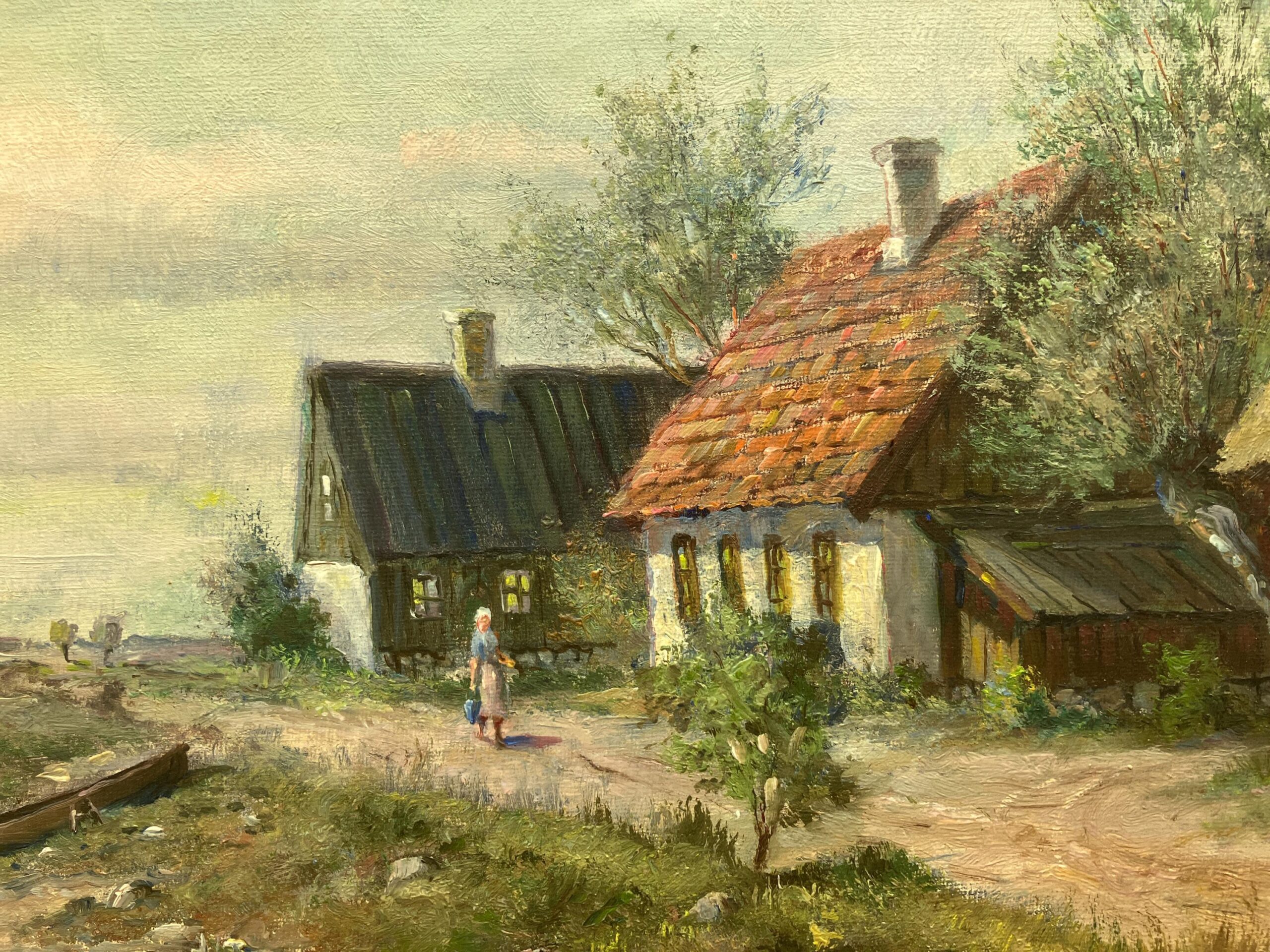 Vintage Swedish Oil Painting – Scandinavian Coastline, Framed Impressionist Art - Image 6