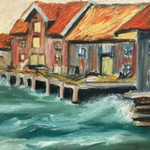 Original Oil Painting: Swedish West Coast Houses, Örust Island, 1940s Art - Image 9