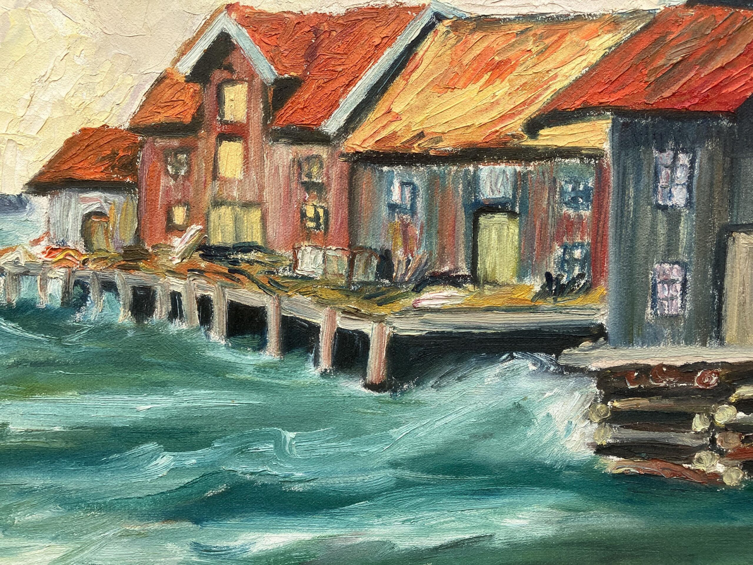 Original Oil Painting: Swedish West Coast Houses, Örust Island, 1940s Art - Image 9