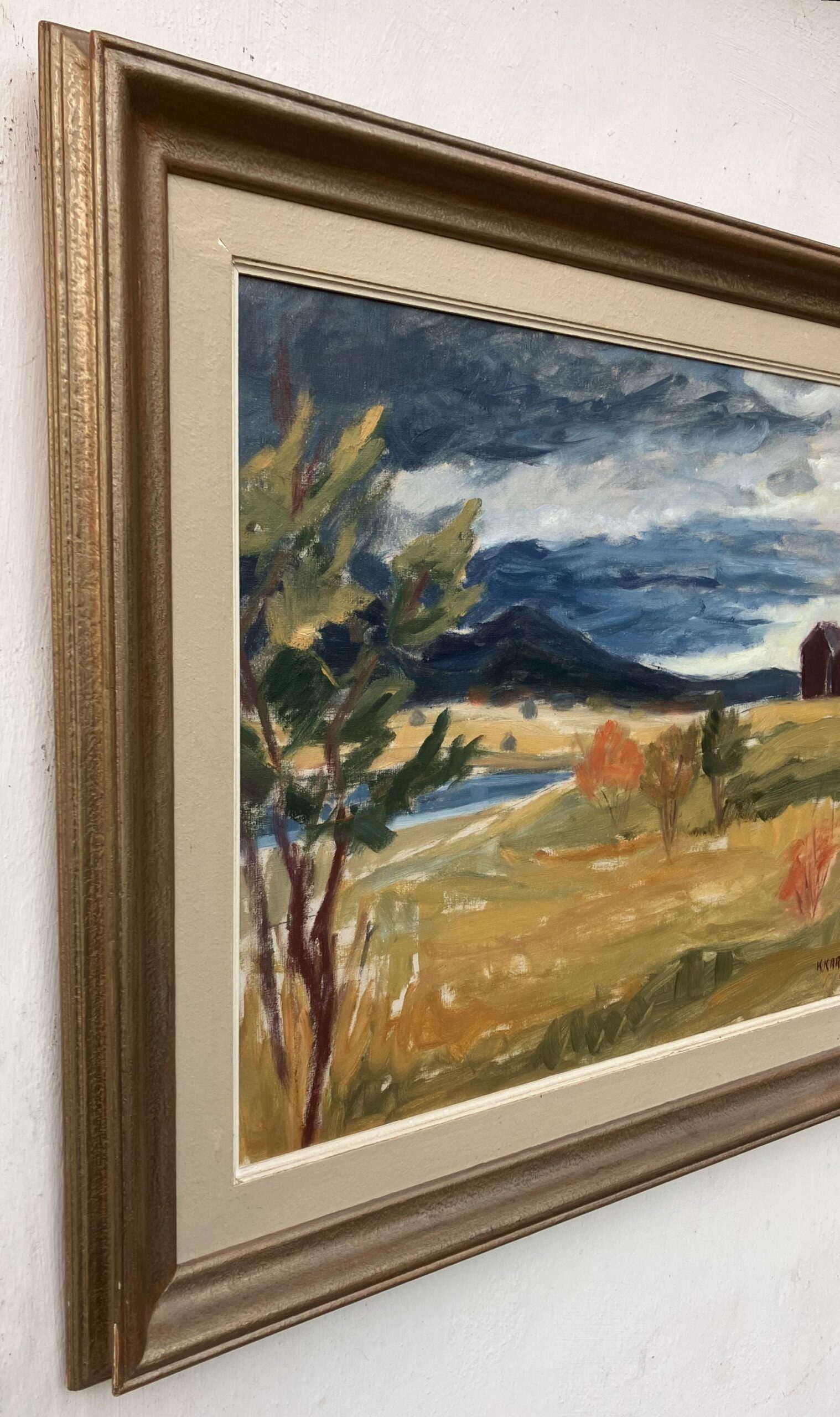Mid Century Scandinavian Oil Painting – Large Swedish Mountain Landscape, 1950, Original Vintage Art - Image 4
