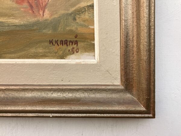 Mid Century Scandinavian Oil Painting – Large Swedish Mountain Landscape, 1950, Original Vintage Art