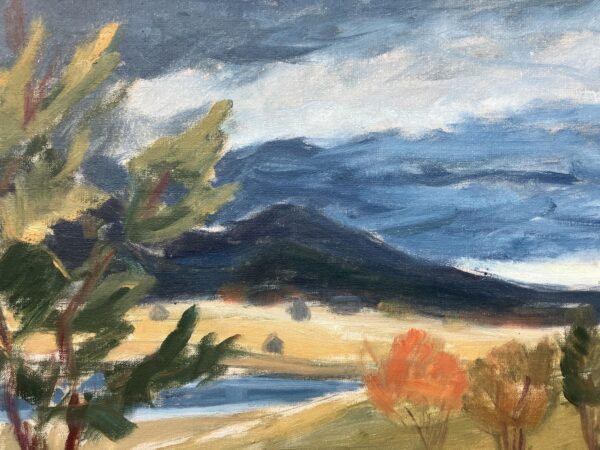 Mid Century Scandinavian Oil Painting – Large Swedish Mountain Landscape, 1950, Original Vintage Art