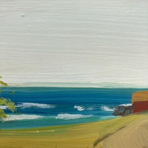 Vintage Folk Art Oil Painting, Swedish Windmill by Sea, 1970s Framed Art - Image 5