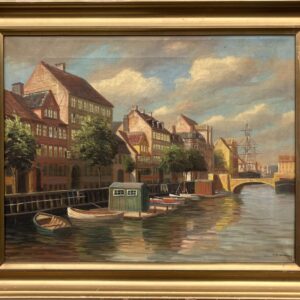 Vintage Oil Painting – Christianshavn Copenhagen Canal Scene, Danish Fine Art, - Image 9