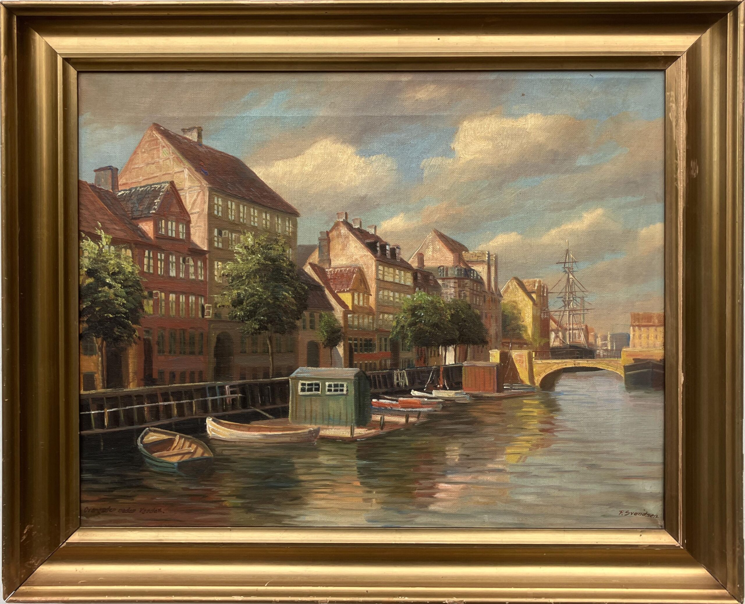 Vintage Oil Painting – Christianshavn Copenhagen Canal Scene, Danish Fine Art, - Image 9