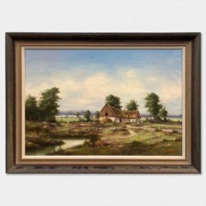 Original Vintage Oil Painting – Swedish Countryside Cottage Scene, Original Scandinavian Art - Image 3