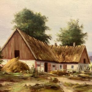 Original Vintage Oil Painting – Swedish Countryside Cottage Scene, Original Scandinavian Art - Image 2