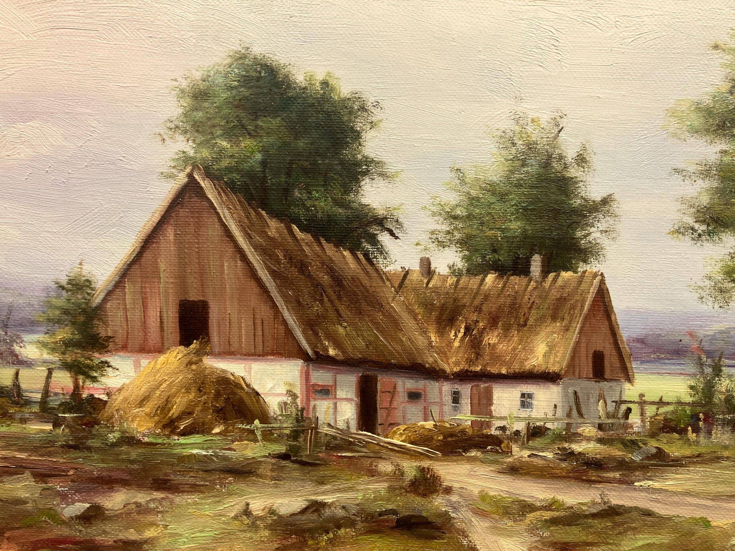 Original Vintage Oil Painting – Swedish Countryside Cottage Scene, Original Scandinavian Art - Image 2