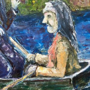 Swedish Naïve Oil Painting – Humorous Boat Scene with Violinist, Original Scandinavian Artwork - Image 8