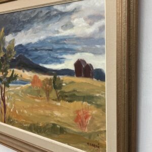 Mid Century Scandinavian Oil Painting – Large Swedish Mountain Landscape, 1950, Original Vintage Art - Image 5