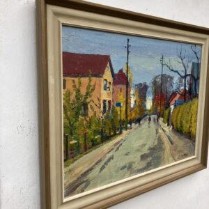 Vintage Oil Painting: Swedish Street Scene by Hjalmar Larsson, 1945 , Framed Original Swedish Art - Image 4