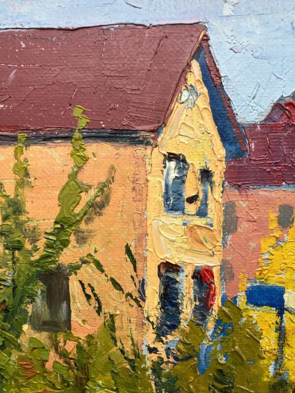 Vintage Oil Painting: Swedish Street Scene by Hjalmar Larsson, 1945 , Framed Original Swedish Art