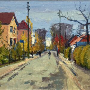 Vintage Oil Painting: Swedish Street Scene by Hjalmar Larsson, 1945 , Framed Original Swedish Art - Image 3