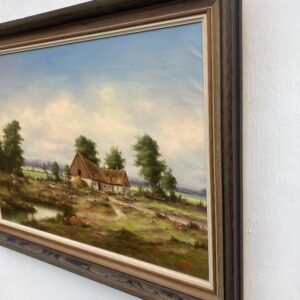 Original Vintage Oil Painting – Swedish Countryside Cottage Scene, Original Scandinavian Art - Image 7