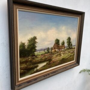 Original Vintage Oil Painting – Swedish Countryside Cottage Scene, Original Scandinavian Art - Image 6