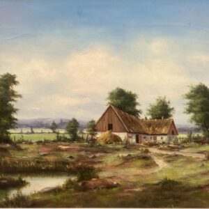 Original Vintage Oil Painting – Swedish Countryside Cottage Scene, Original Scandinavian Art - Image 5