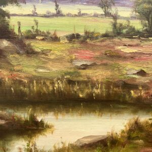 Original Vintage Oil Painting – Swedish Countryside Cottage Scene, Original Scandinavian Art - Image 9