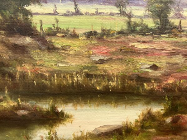 Original Vintage Oil Painting – Swedish Countryside Cottage Scene, Original Scandinavian Art