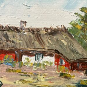Vintage Oil Painting – Swedish Landscape with Farmhouse and Windmill, Scandinavian  Original artwork - Image 7