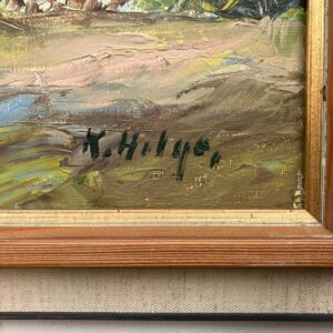 Vintage Oil Painting – Swedish Landscape with Farmhouse and Windmill, Scandinavian  Original artwork - Image 6
