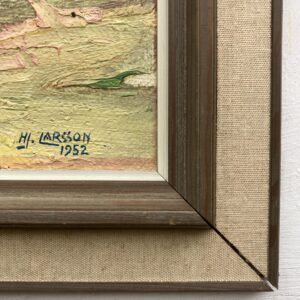 Original Swedish Oil Painting – Green Countryside Stream with Bridge – Mid Century – Framed - Image 6