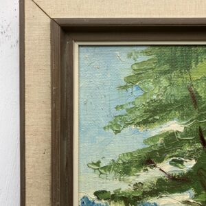 Original Swedish Oil Painting – Green Countryside Stream with Bridge – Mid Century – Framed - Image 7