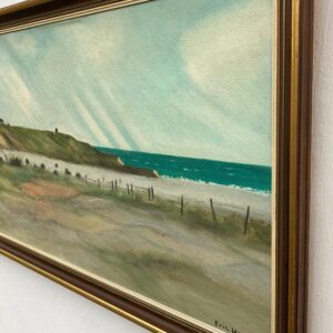 Original Danish oil painting, Large panoramic lighthouse coastal Hirtshals, Mid Century modernist, Scandinavian decor - Image 5