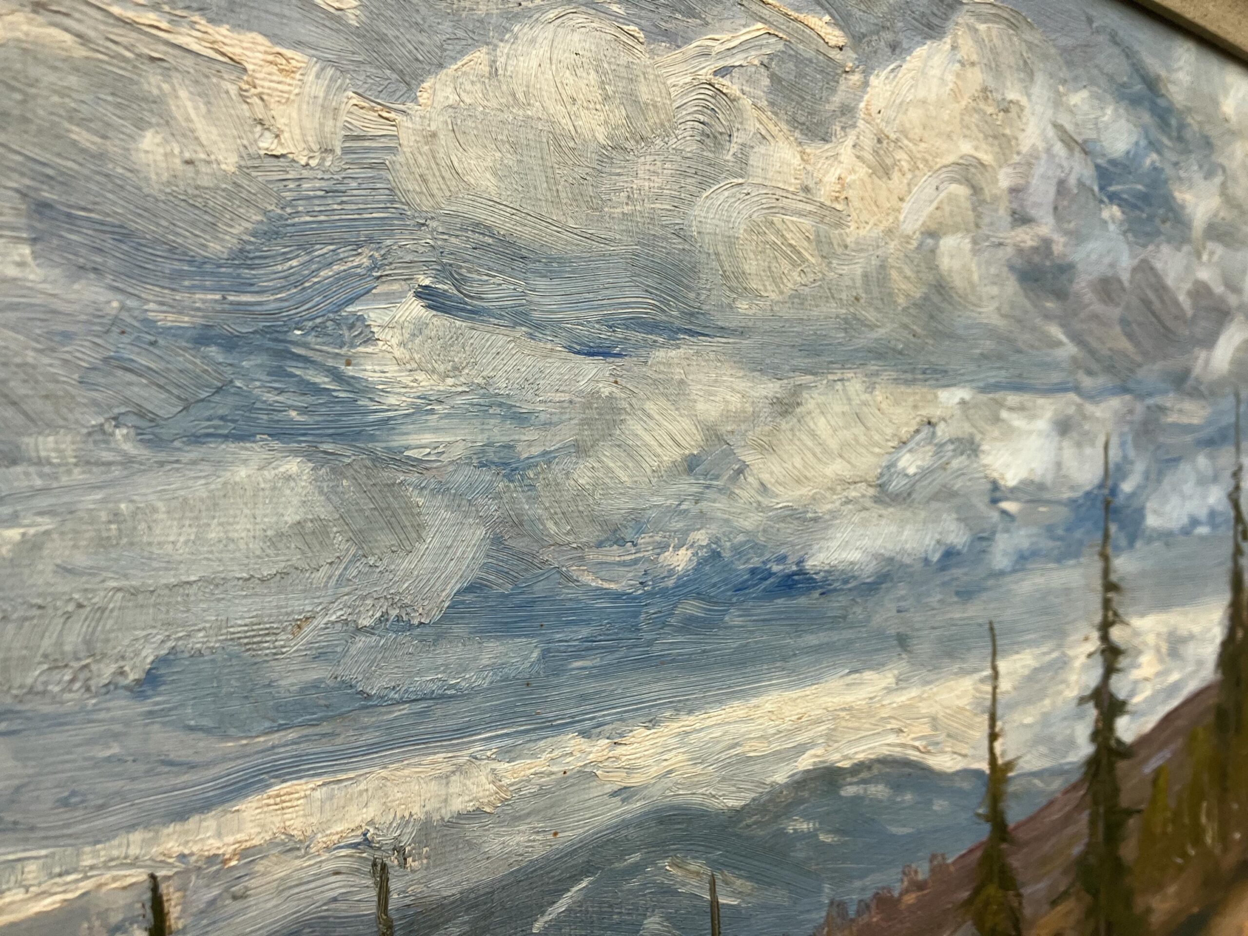 Vintage Swedish landscape painting with cottage, oil on board, 1930s - Image 8