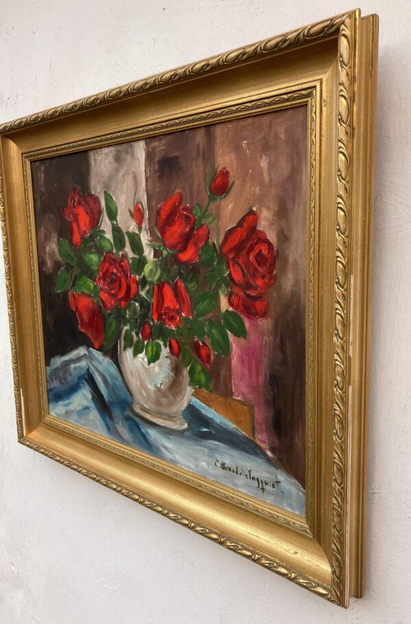 Floral Still Life Oil Painting, Swedish Mid-Century Art